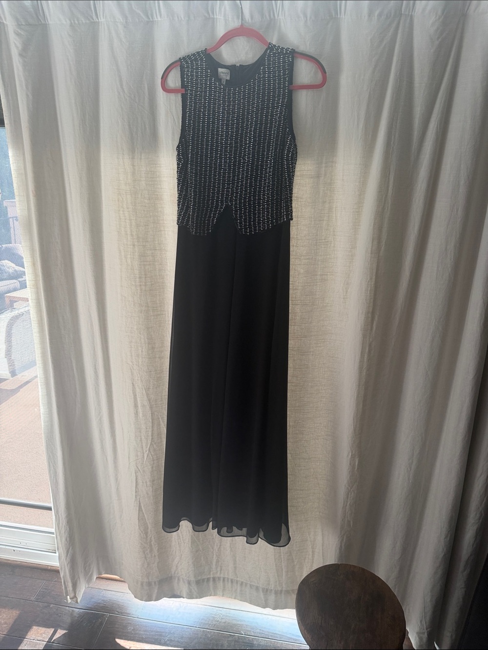 Armani Collezioni Black Beaded Maxi Dress